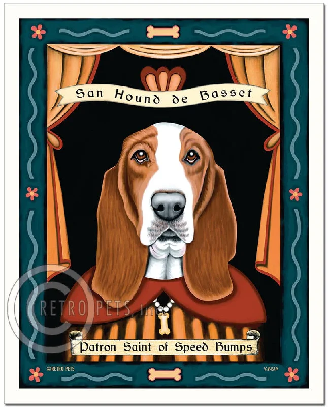 P-143  8x10 Print, Basset Hound "Basset Hound Saint"