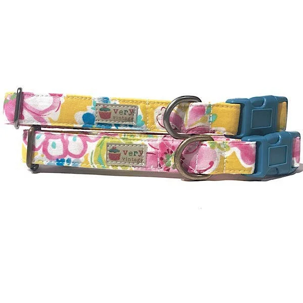 Very Vintage Designs Floral Flowers Organic Cotton Pet Collar or Leash (sold seperately)