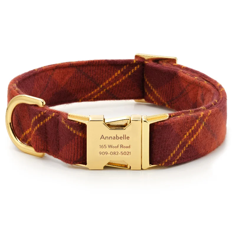 Cider Plaid Flannel Dog Collar