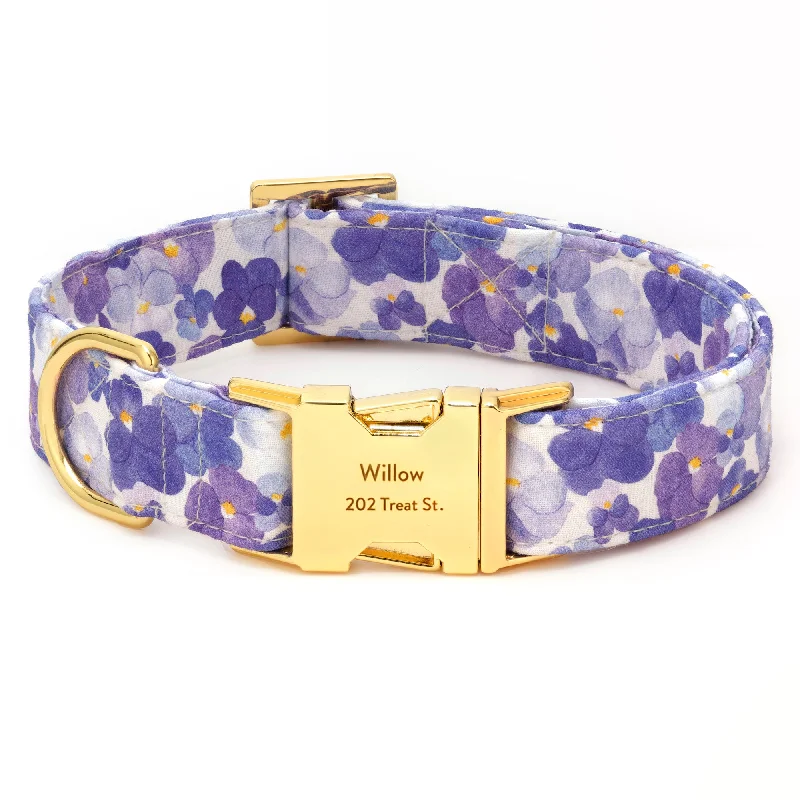 Pressed Pansies Dog Collar