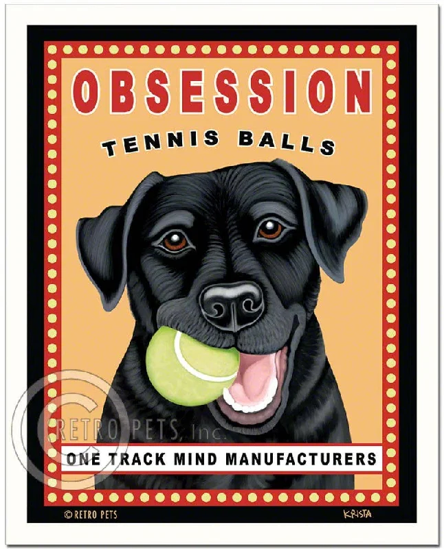 HP-109  8x10 Print, Labrador "Obsession Tennis" Black