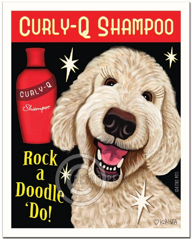 HP-137  8x10 Print, Labradoodle "Curly-Q Shampoo" Cream