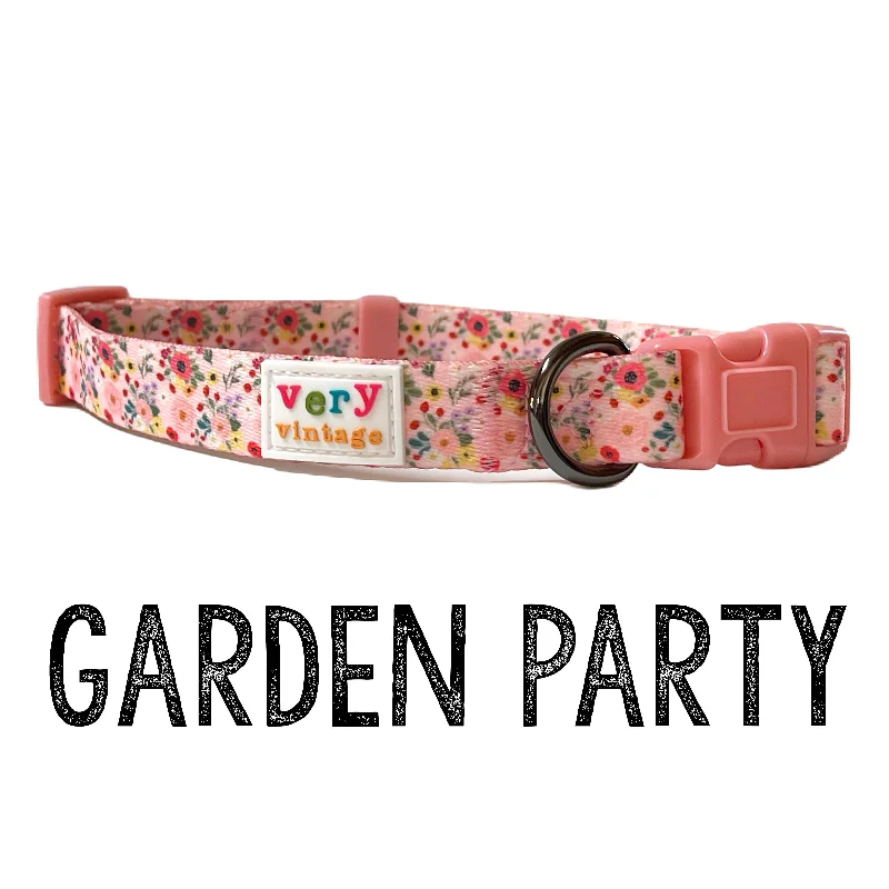 Very Vintage Designs - Garden Party - Pink Floral Flowers Recycled Collar & Leash