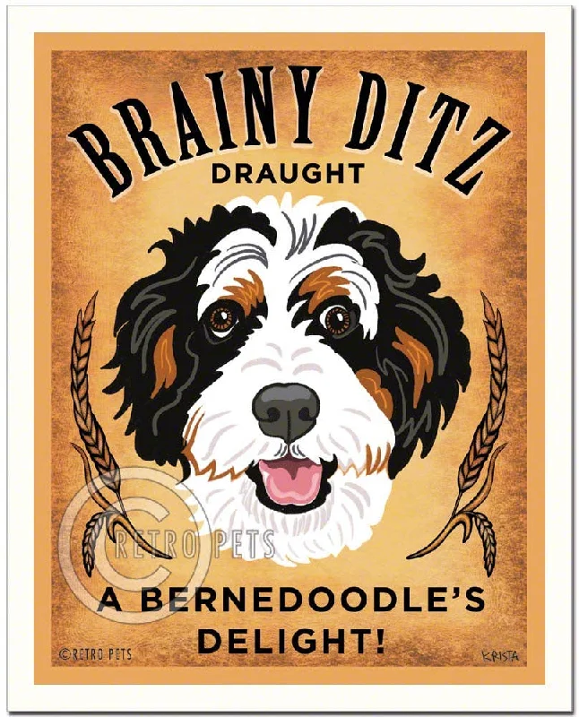 B-131  8x10 Art Print, Bernedoodle "Brainy Ditz"