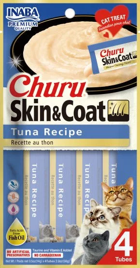 Inaba Cat Churu Skin & Coat Tuna Recipe  4 Tubes