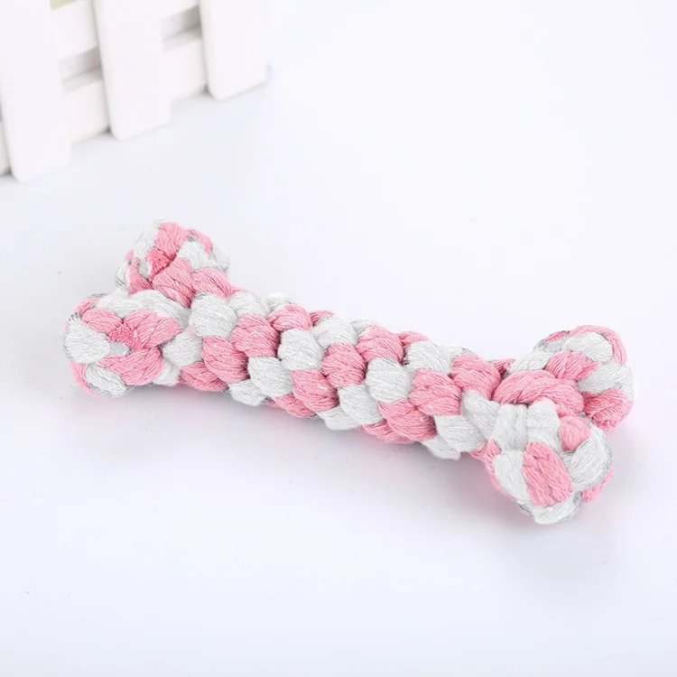 Pink Cotton Rope Dog Bone