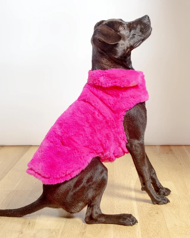 Faux Fur Dog Coat in Neon Pink (FINAL SALE)