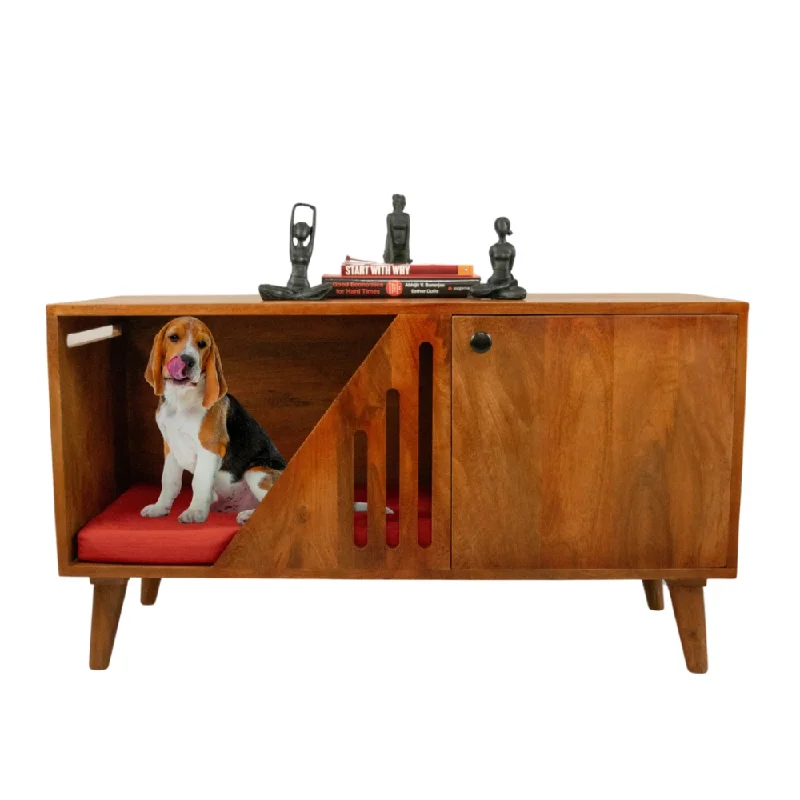 FurryLiving Benji Cabinet with Cushion for Small Dogs and Cats (Honey)