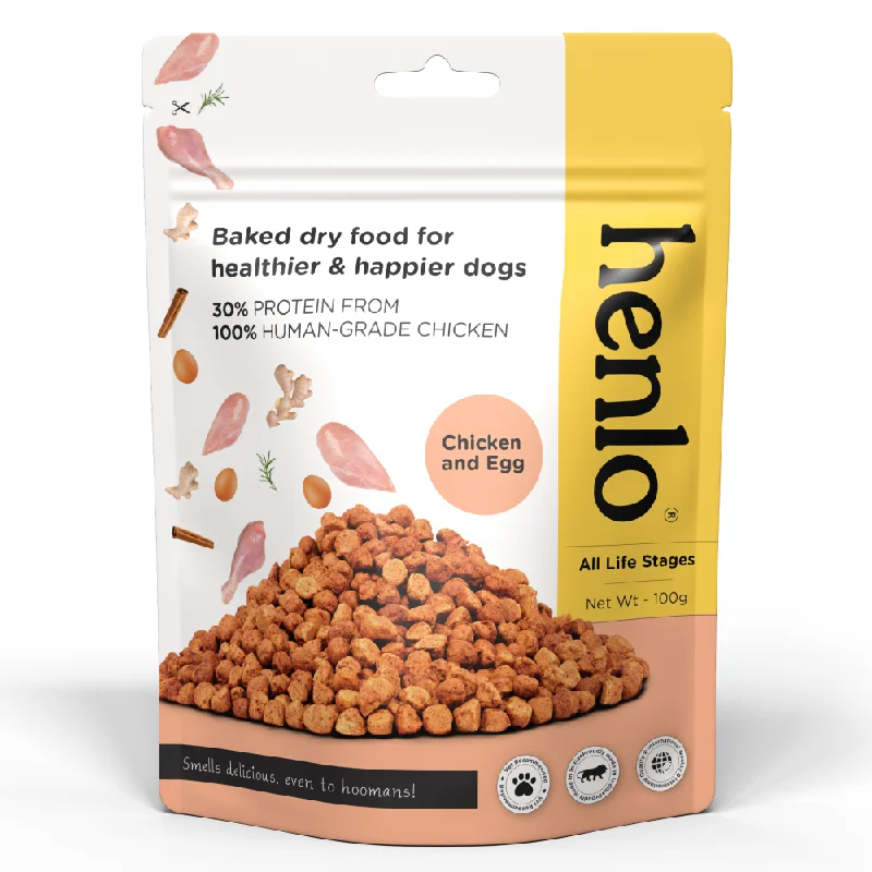 Henlo Chicken and Egg Baked Dry Food for Adult Dogs & Puppies | 100% Human Grade Ingredients