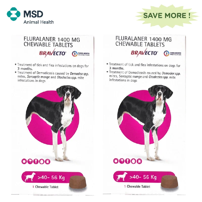 MSD Animal Health Bravecto (40-56kg) Tablet Combo (2 tablets)