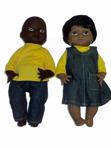 Pair of 13 Inch Dolls - African American