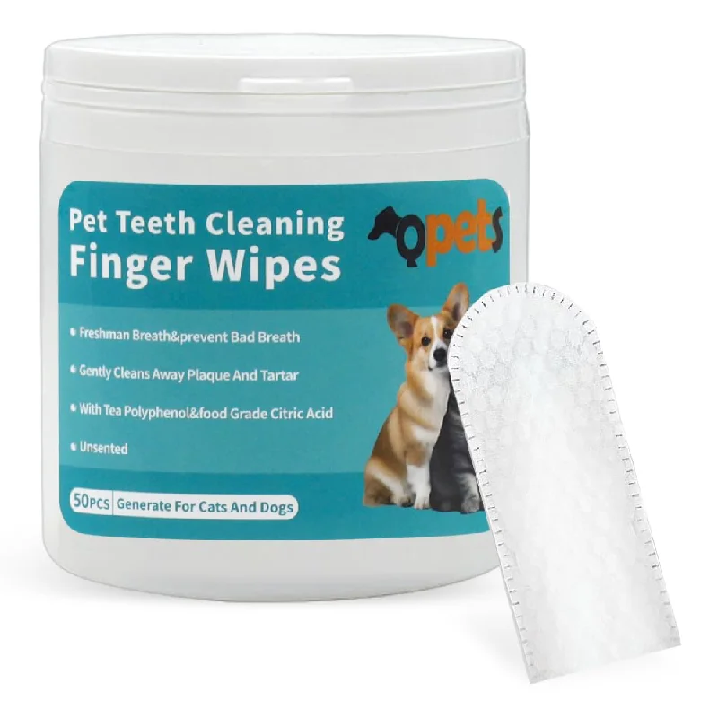 QPets Finger Cot Teeth Cleaning Wipes for Dogs and Cats