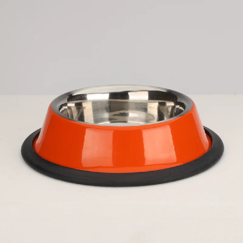 Skatrs Anti Skid Glossy Bowl for Dogs and Cats (Orange)